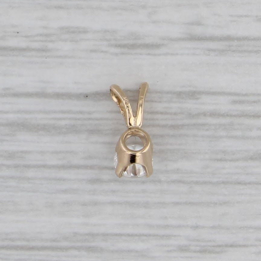 0.25ct Diamond Round Solitaire Pendant 14k Yellow Gold Small Drop
