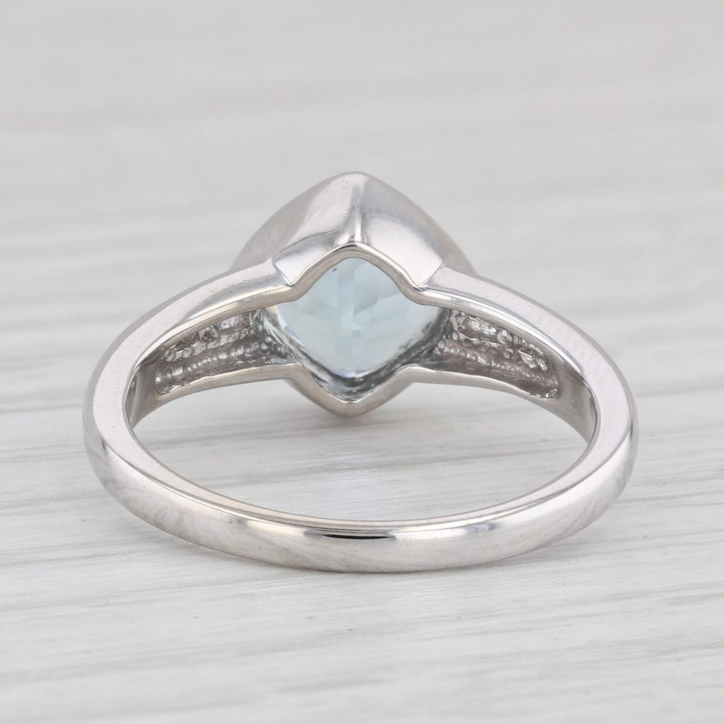 Light Gray 1.64ctw Aquamarine Diamond Ring 14k White Gold Size 7 Engagement