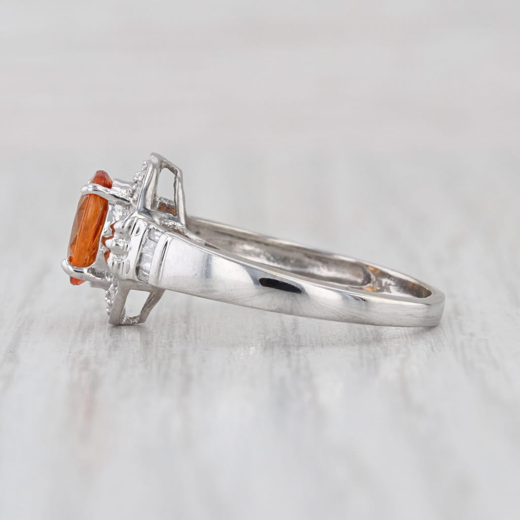 2.58ctw Spessartite Orange Garnet Diamond Halo Ring 10k White Gold Size 8