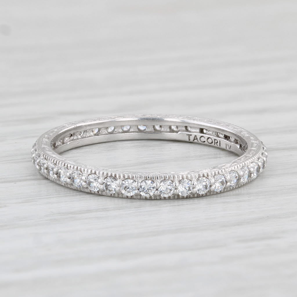 Light Gray Tacori 0.56ctw Cubic Zirconia Eternity Band Sterling Silver Wedding Ring