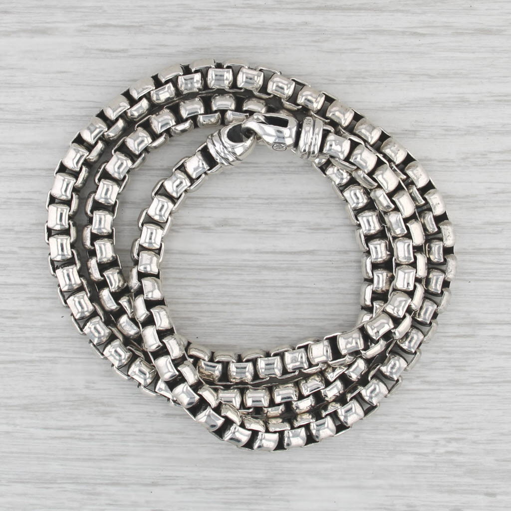 David Yurman Men's Box Chain Necklace Sterling Silver 24" 7mm
