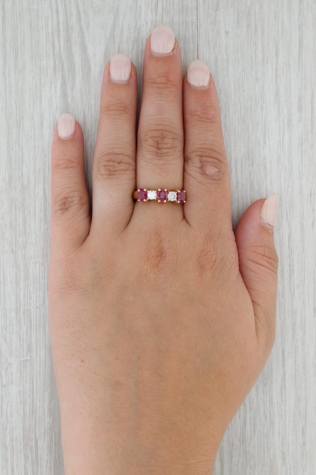 2.35ctw Ruby Diamond 5-Stone Ring 14k Yellow Gold Size 8