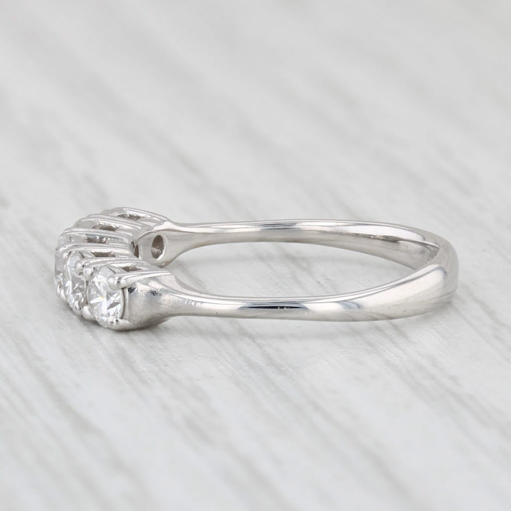 Light Gray 0.53ctw Diamond Wedding Ring 14k White Gold Size 4.5 Stackable Band