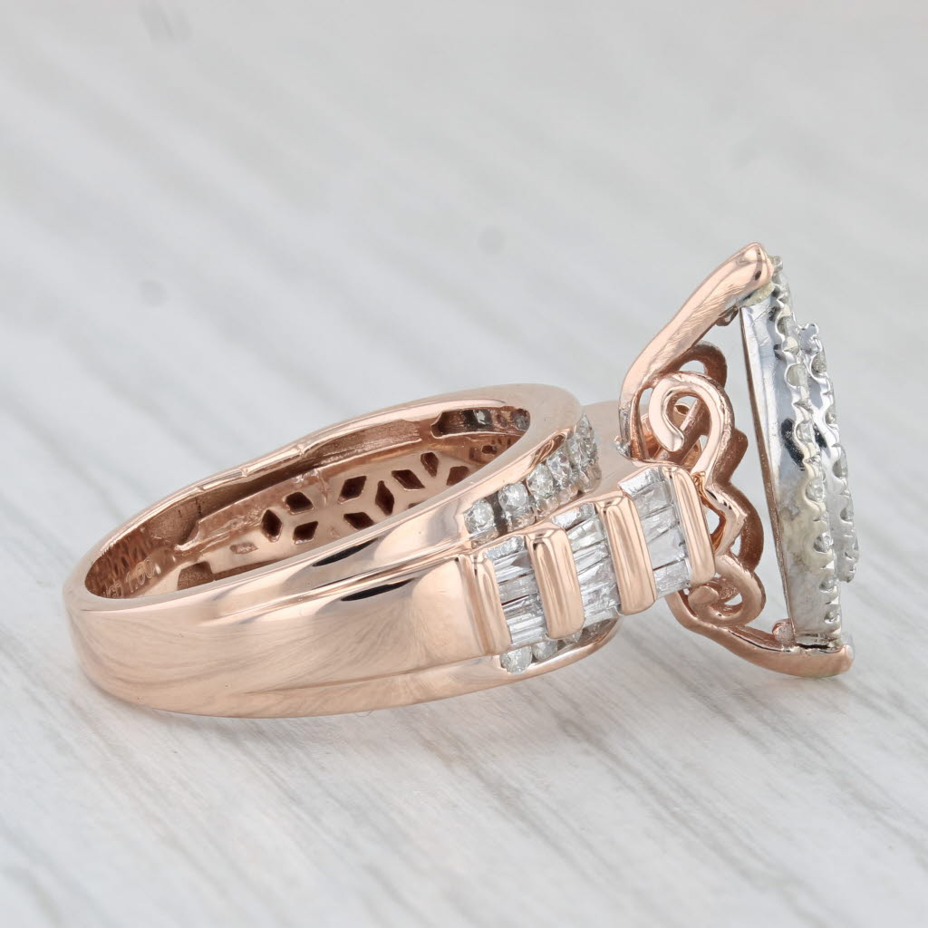 Light Gray 1ctw Marquise Diamond Cluster Ring 10k Rose Gold Size 7 Engagement