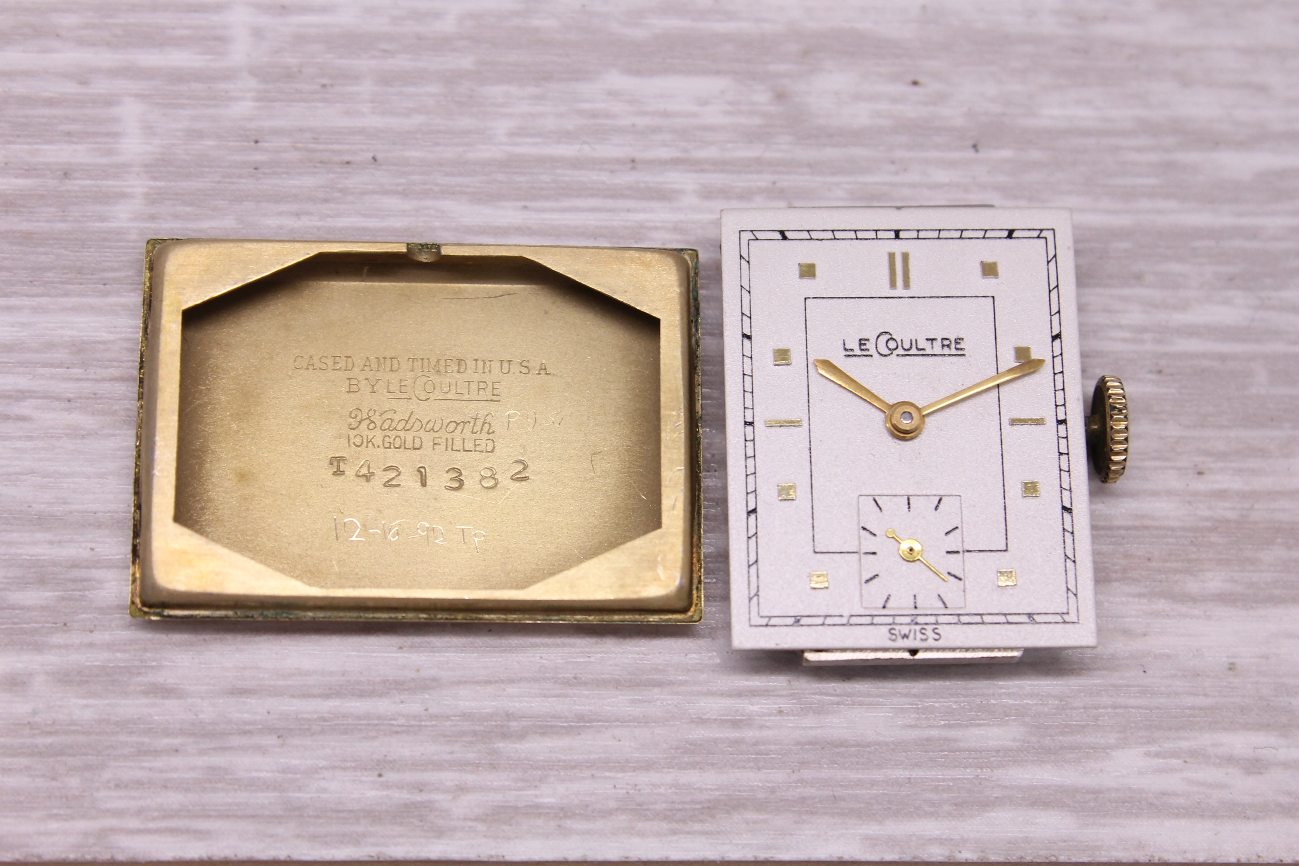 Vintage c.1950's LeCoultre 10k Rose Gold Filled Mens Dress Watch Fancy Lugs 11LO
