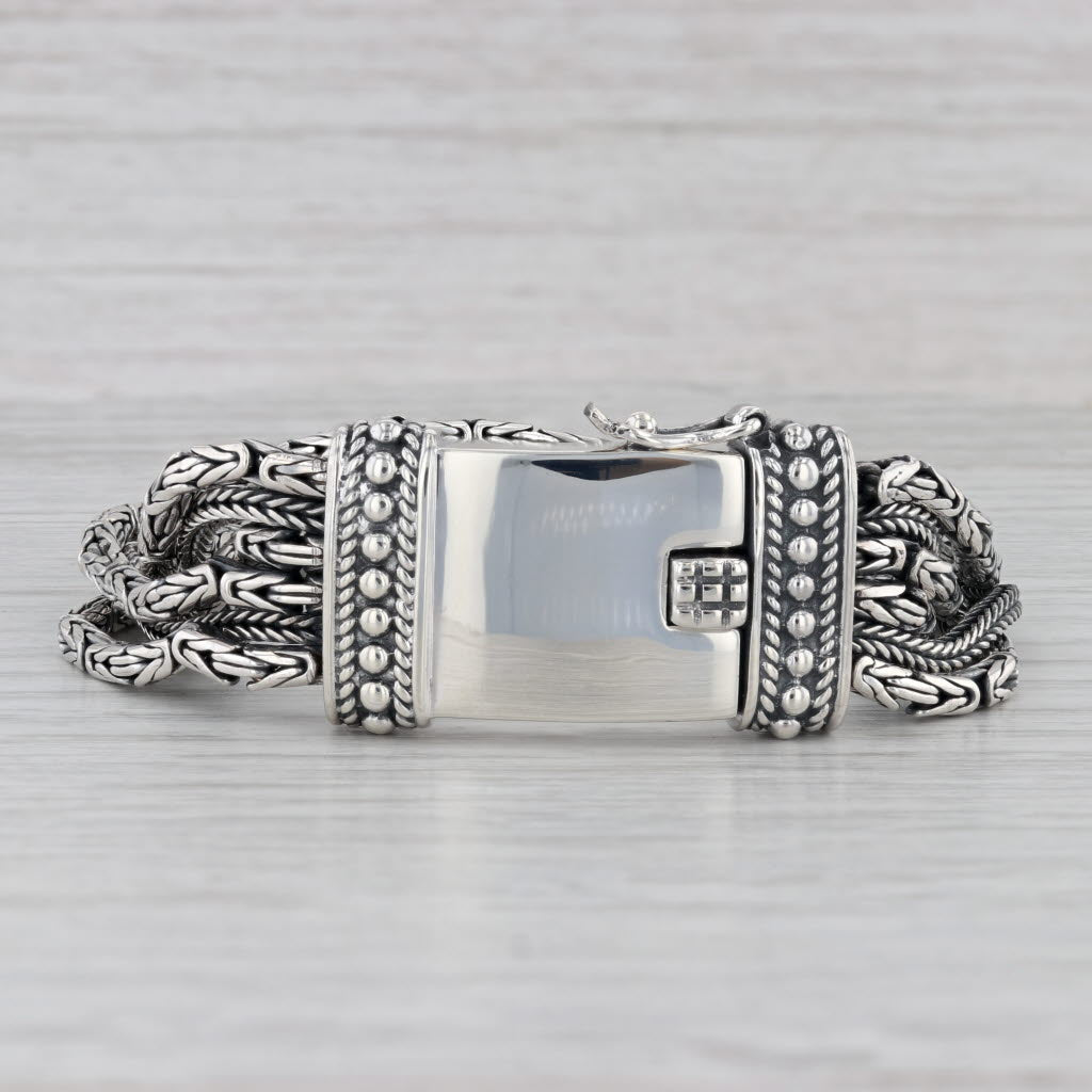 Gray Silpada Multistrand Byzantine Wheat Chains Bracelet Sterling Silver 7"