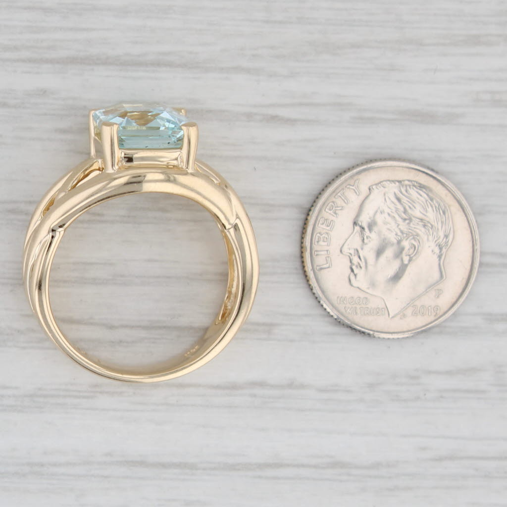 Light Gray 4.56ct Aquamarine Solitaire Ring 14k Yellow Gold Size 8.25