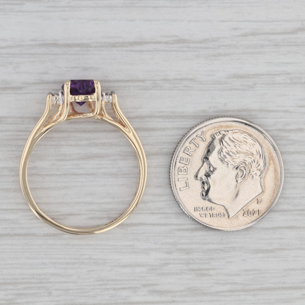 Gray 0.65ctw Amethyst Heart Ring 10K Yellow Gold Size 7 Diamond Accents
