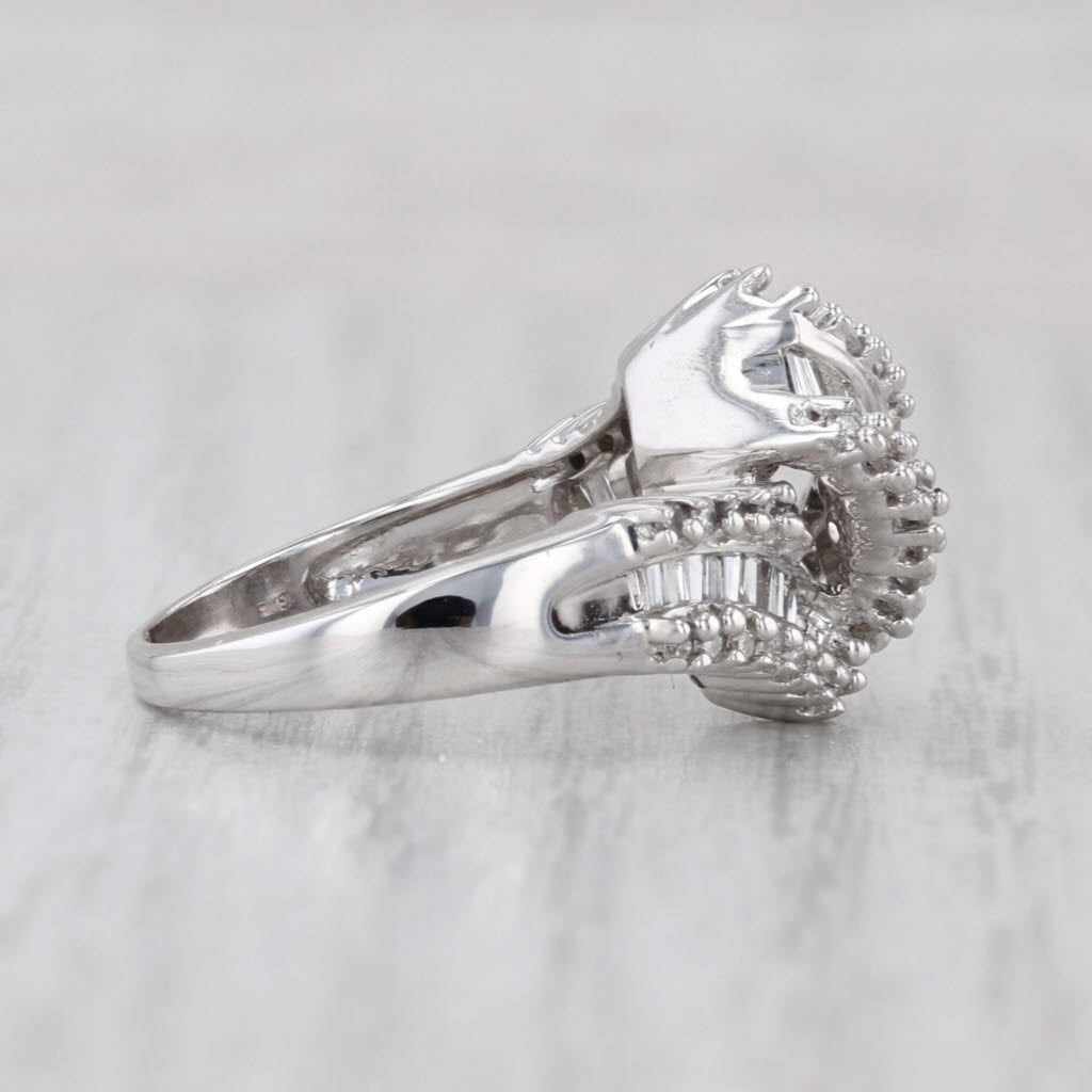 0.78ctw Diamond Overlay Ring 14k White Gold Size 5.5 Cocktail