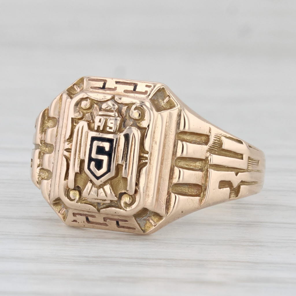 Light Gray Vintage Class Ring 1934 Signet 10k Yellow Gold Size 6.5