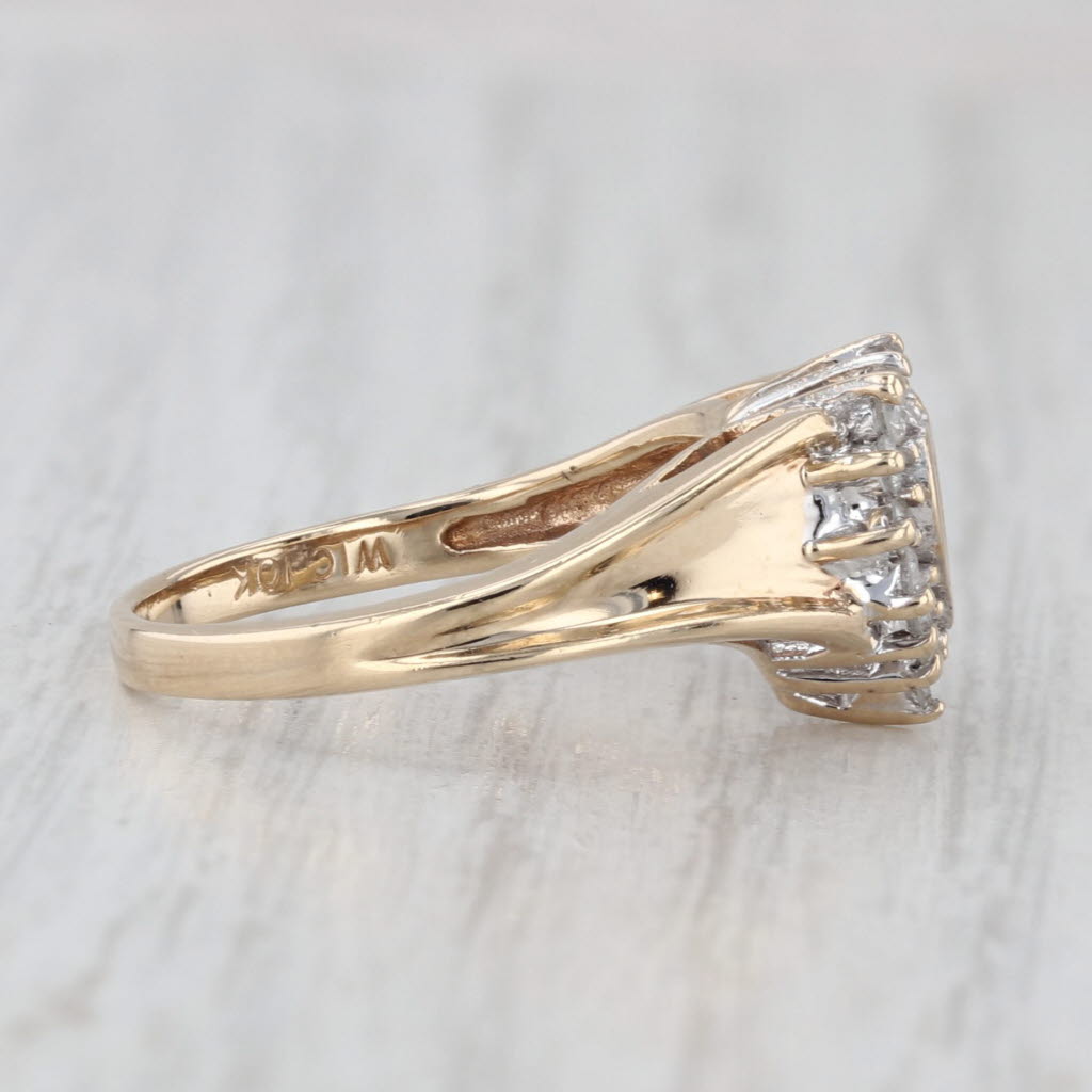 0.25ctw Diamond Halo Open Heart Ring 10k Yellow Gold Size 5.75