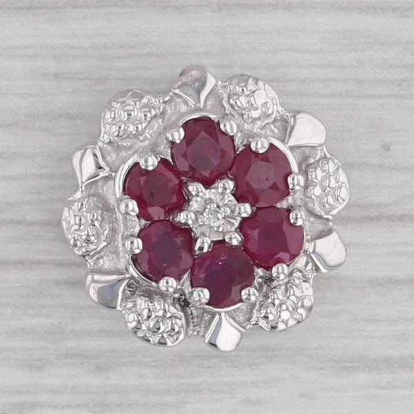 Richard Klein 0.48ctw Ruby Flower Slide Bracelet Charm 14k White Gold