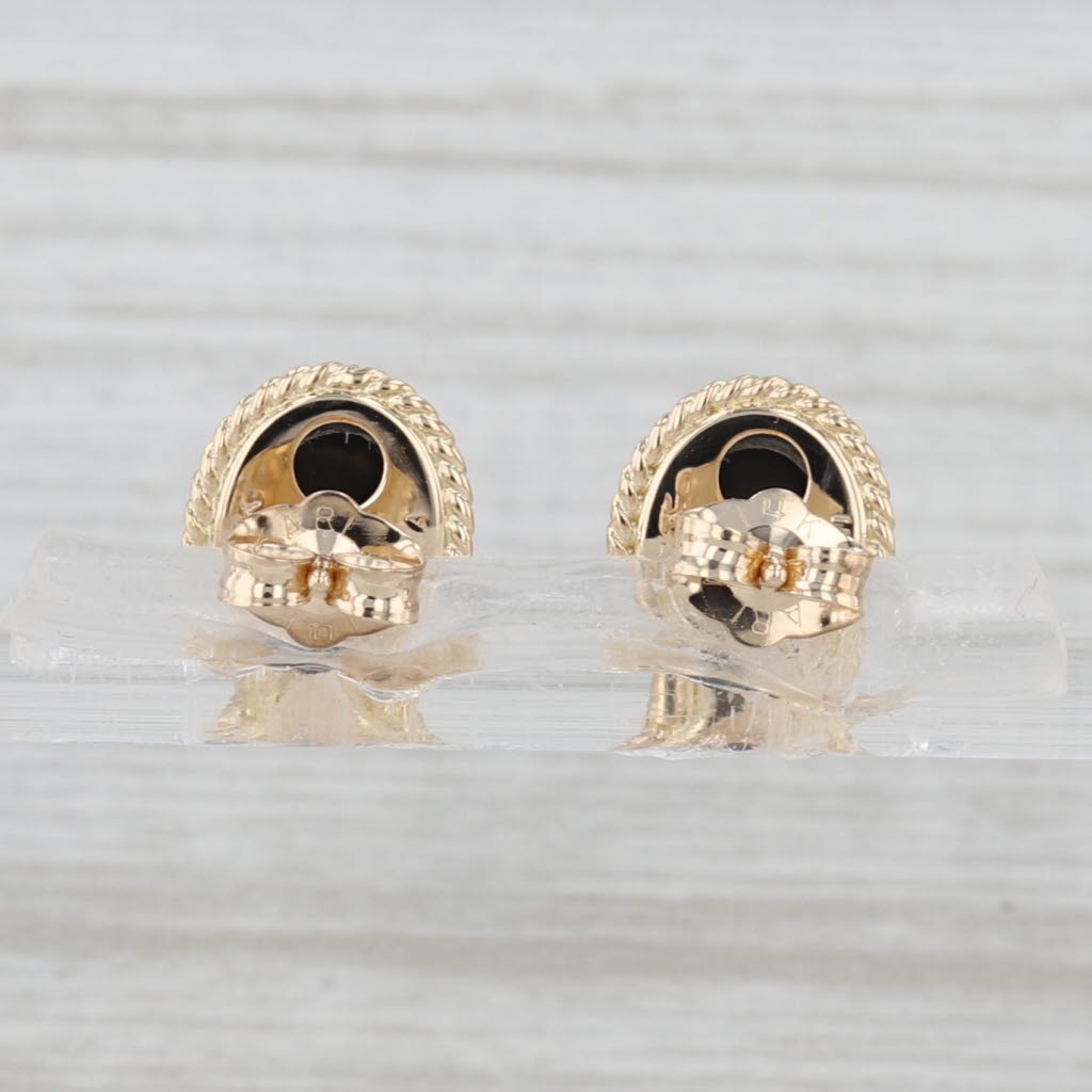 Onyx Oval Cabochon Stud Earrings 14k Yellow Gold Studs