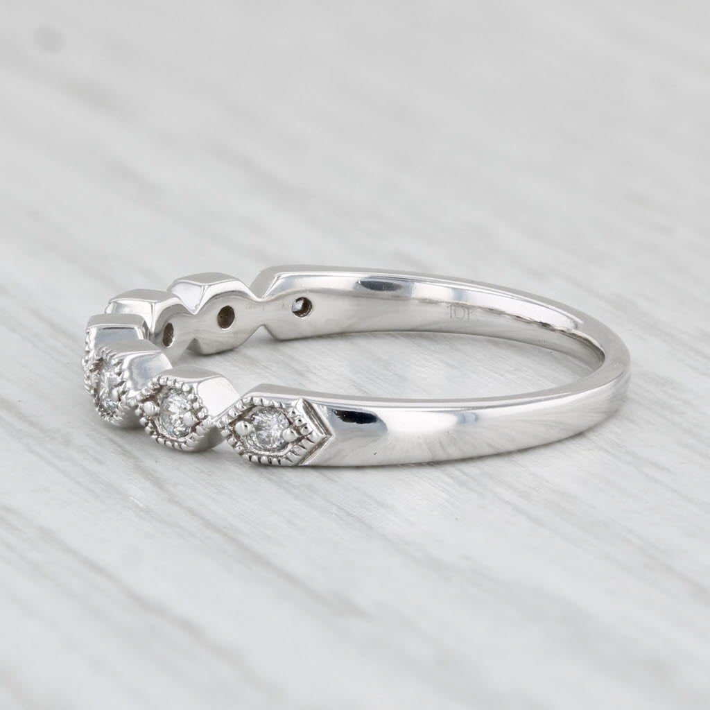 Light Gray 0.15ctw Diamond Ring 10k White Gold Size 6.75 Stackable Wedding Anniversary Band