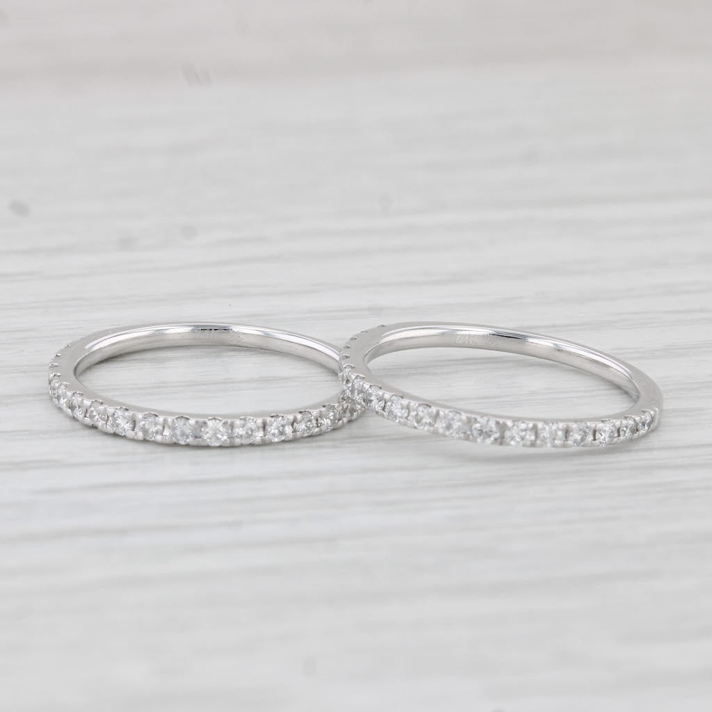 Light Gray 0.66ctw Diamond Set of 2 Rings 14k White Gold Wedding Anniversary Bands Sz 6.75
