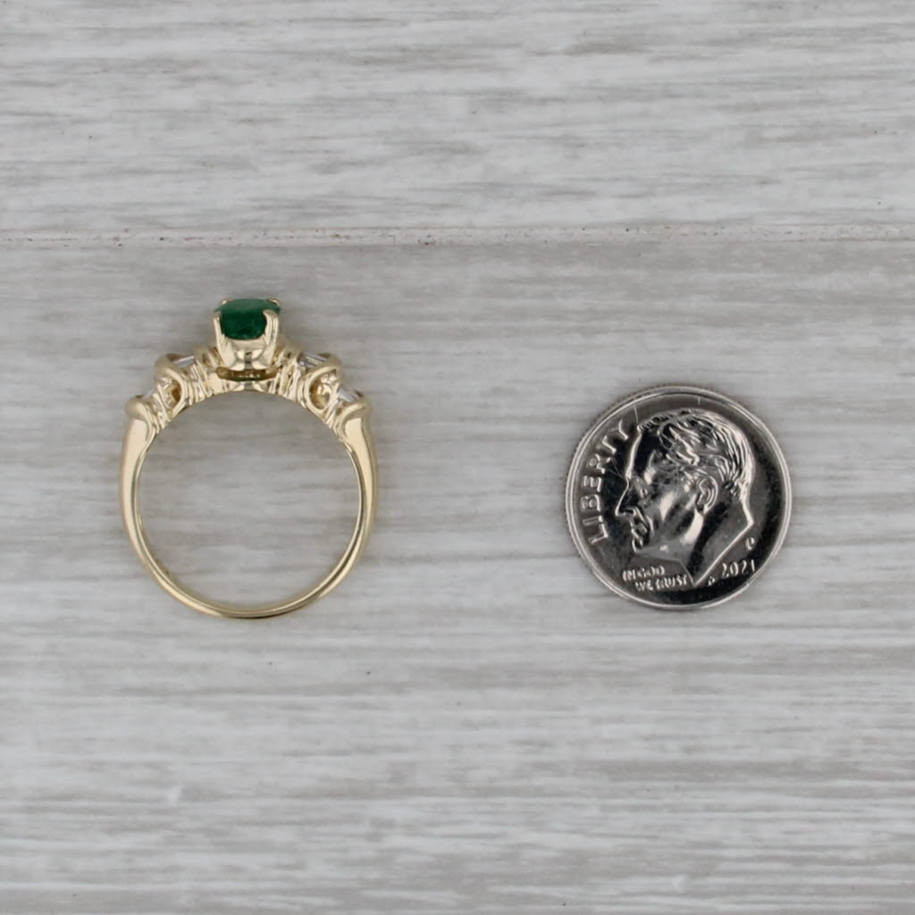 0.96ctw Emerald Diamond Ring 14k Yellow Gold Size 6.75