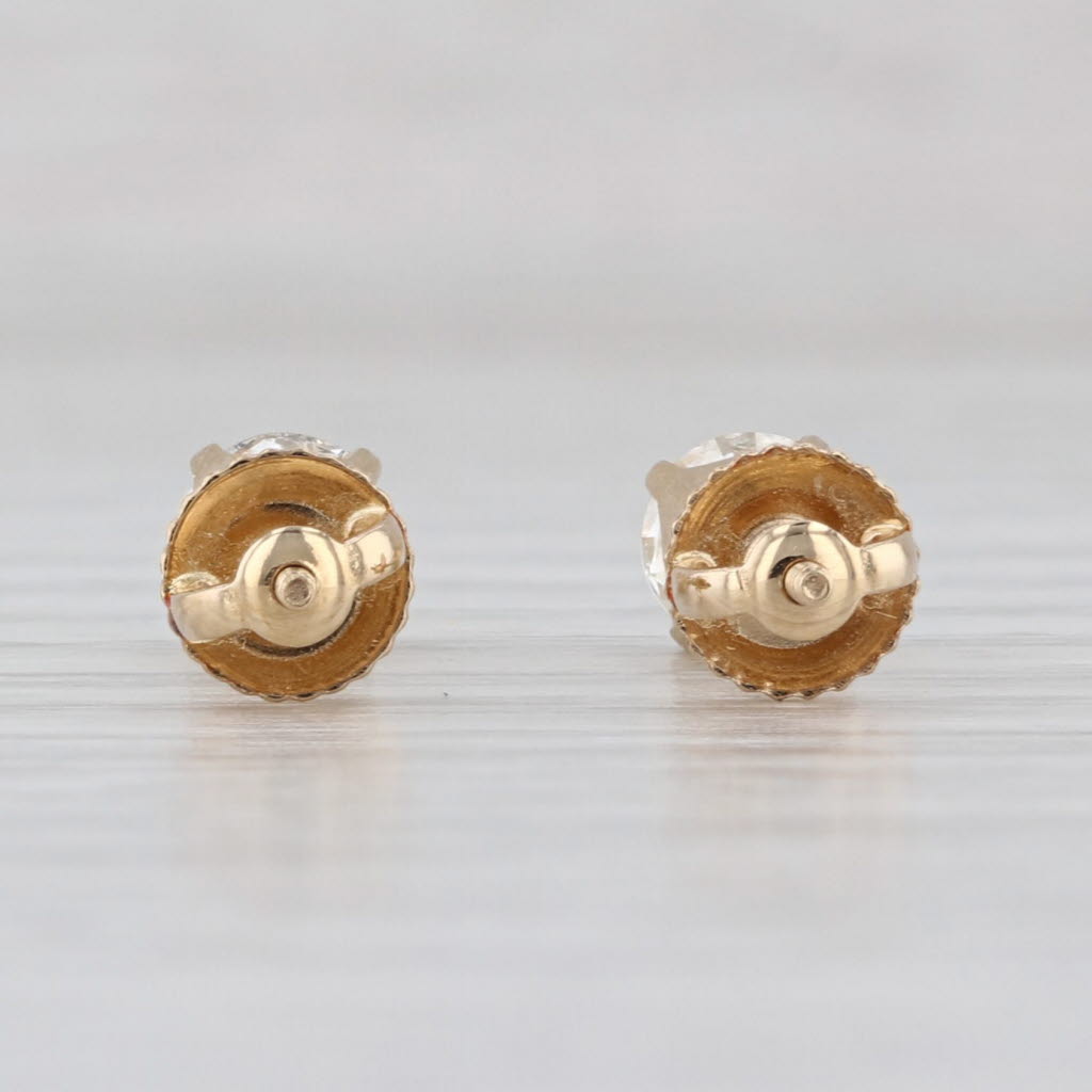 0.96ctw Round Diamond Solitaire Stud Earrings 14k Yellow Gold Screw Back Studs
