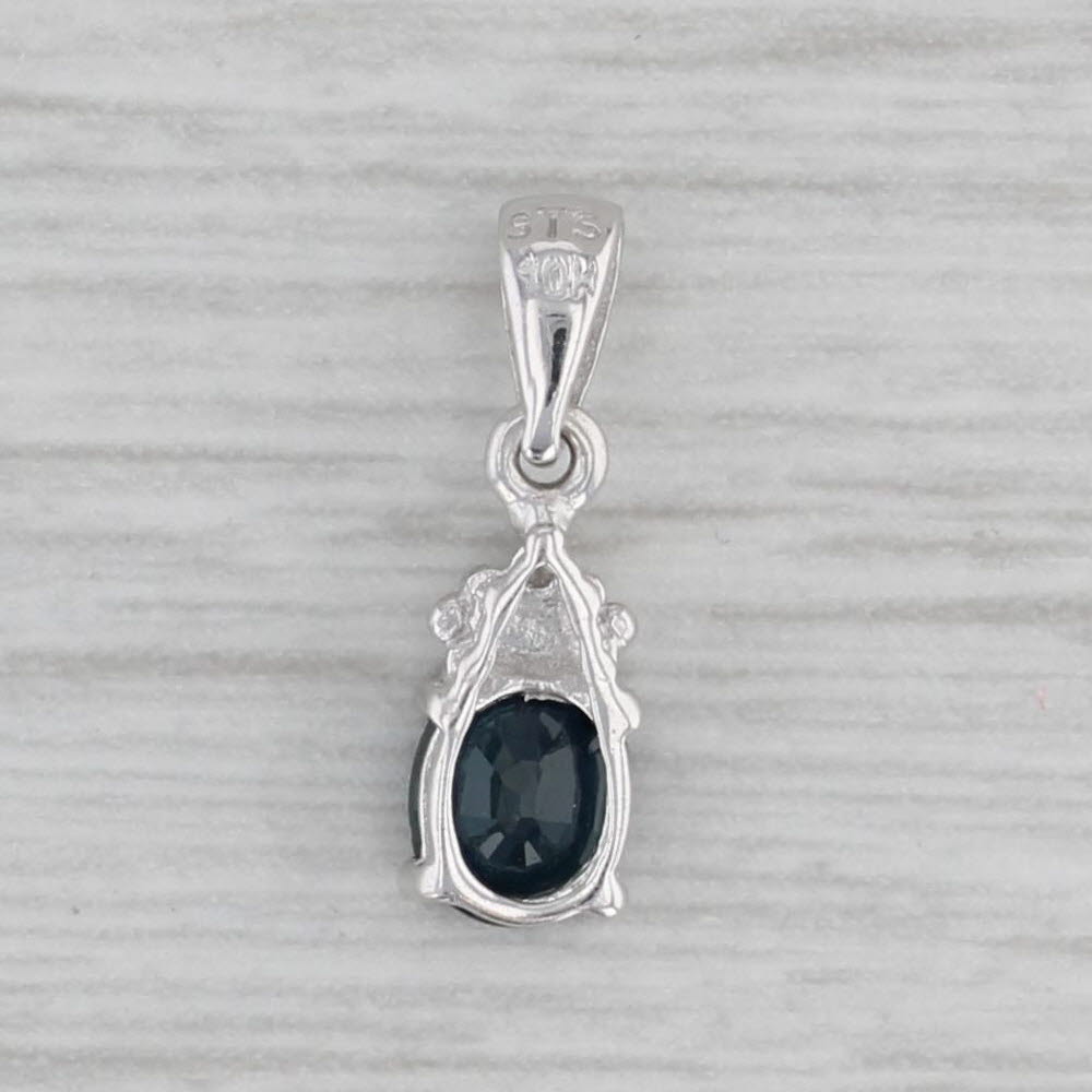 Gray Small 0.35ctw Blue Sapphire Diamond Pendant 10k White Gold