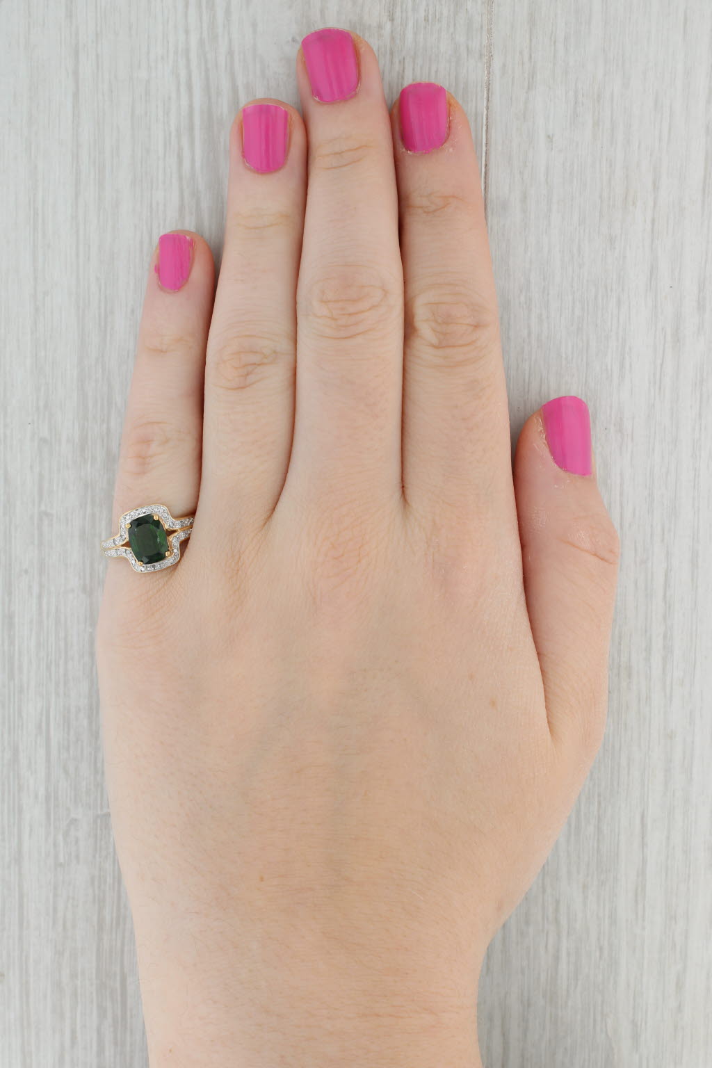 Gray 1.58ctw Green Chrome Diopside Diamond Ring 10k Yellow Gold Size 7.25