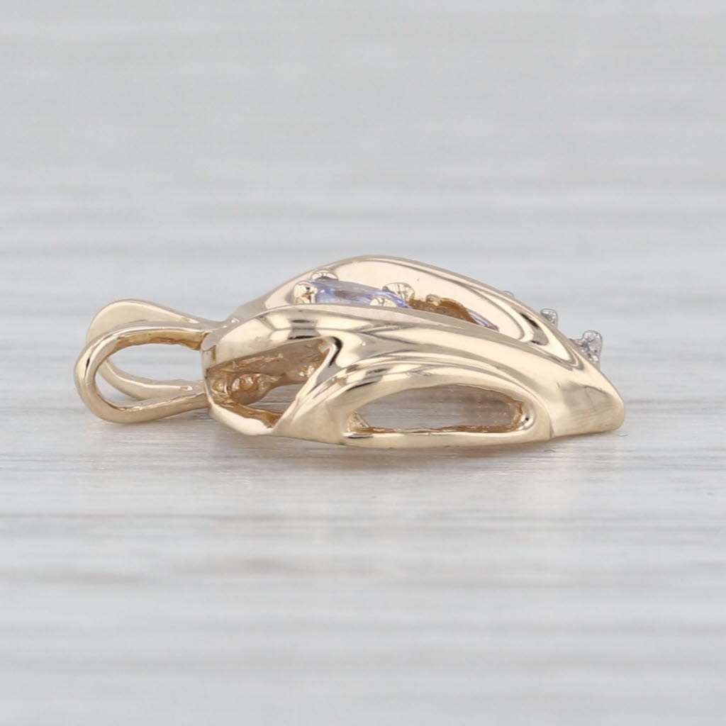0.11ctw Tanzanite Diamond Heart Pendant 10k Yellow Gold