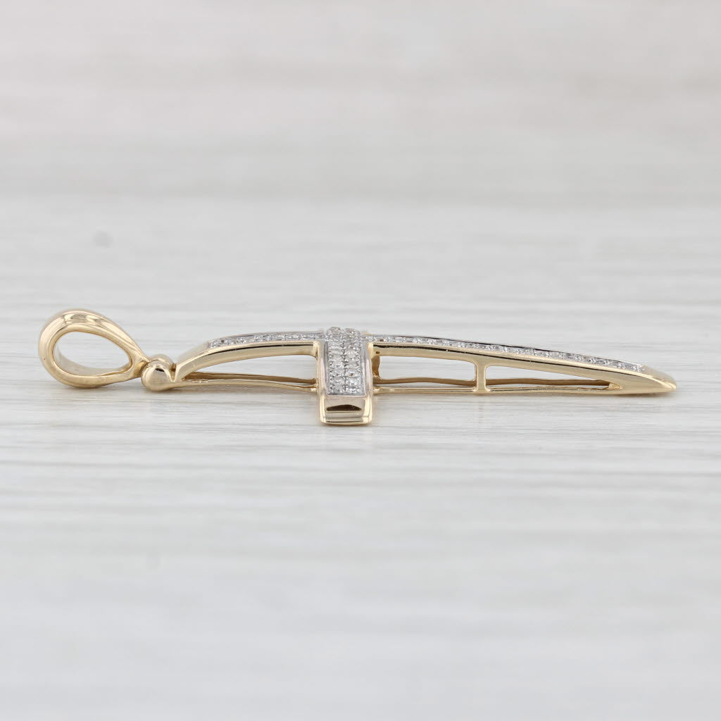 Light Gray 0.20ctw Diamond Cross Pendant 14k Yellow Gold Religious Jewelry