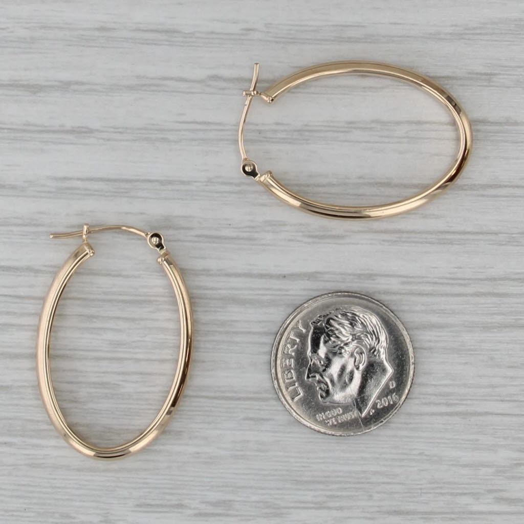 Oval Hoop Earrings 14k Yellow Gold Snap Top Post Hoops
