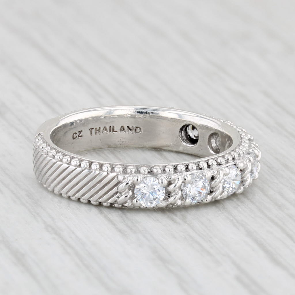 Light Gray 0.60ctw Cubic Zirconia Ring Sterling Silver Stackable Band Judith Ripka