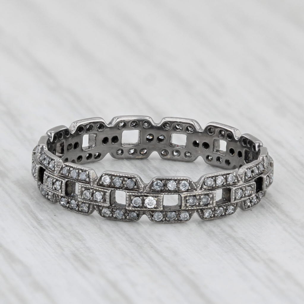Light Gray New Beverley K 0.25ctw Diamond Stackable Ring 18k White Gold Sz 6.5 Wedding Band