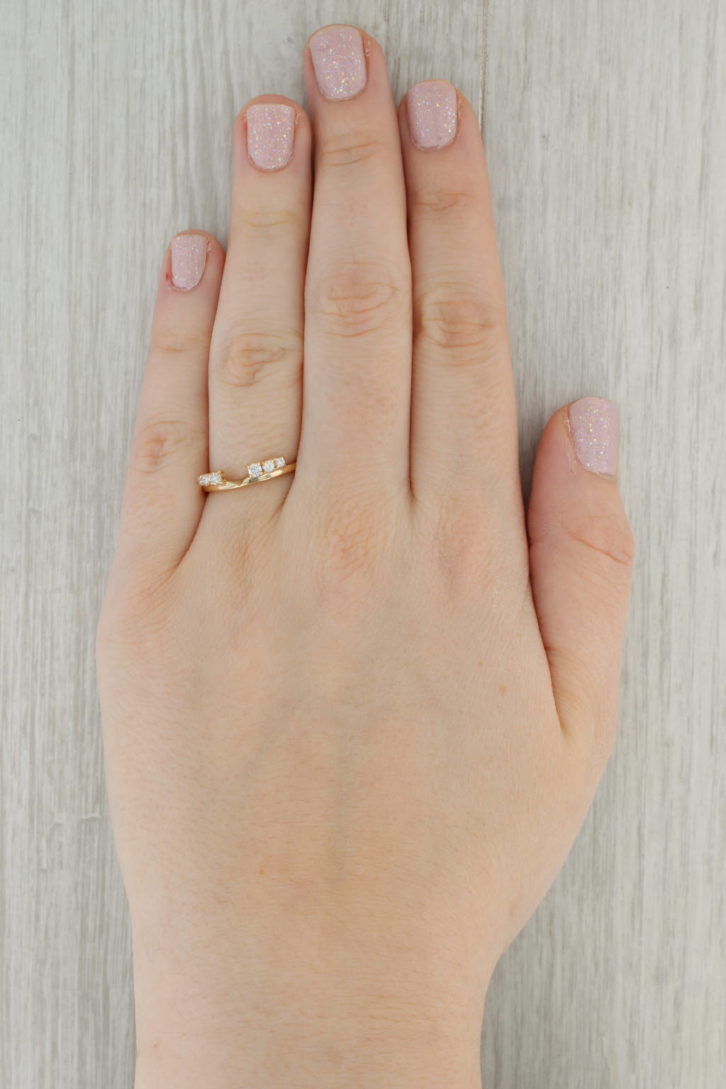 Dark Gray 0.24ctw Diamond Ring Enhancer Guard 14k Gold Wedding Band Size 7.5 Stackable