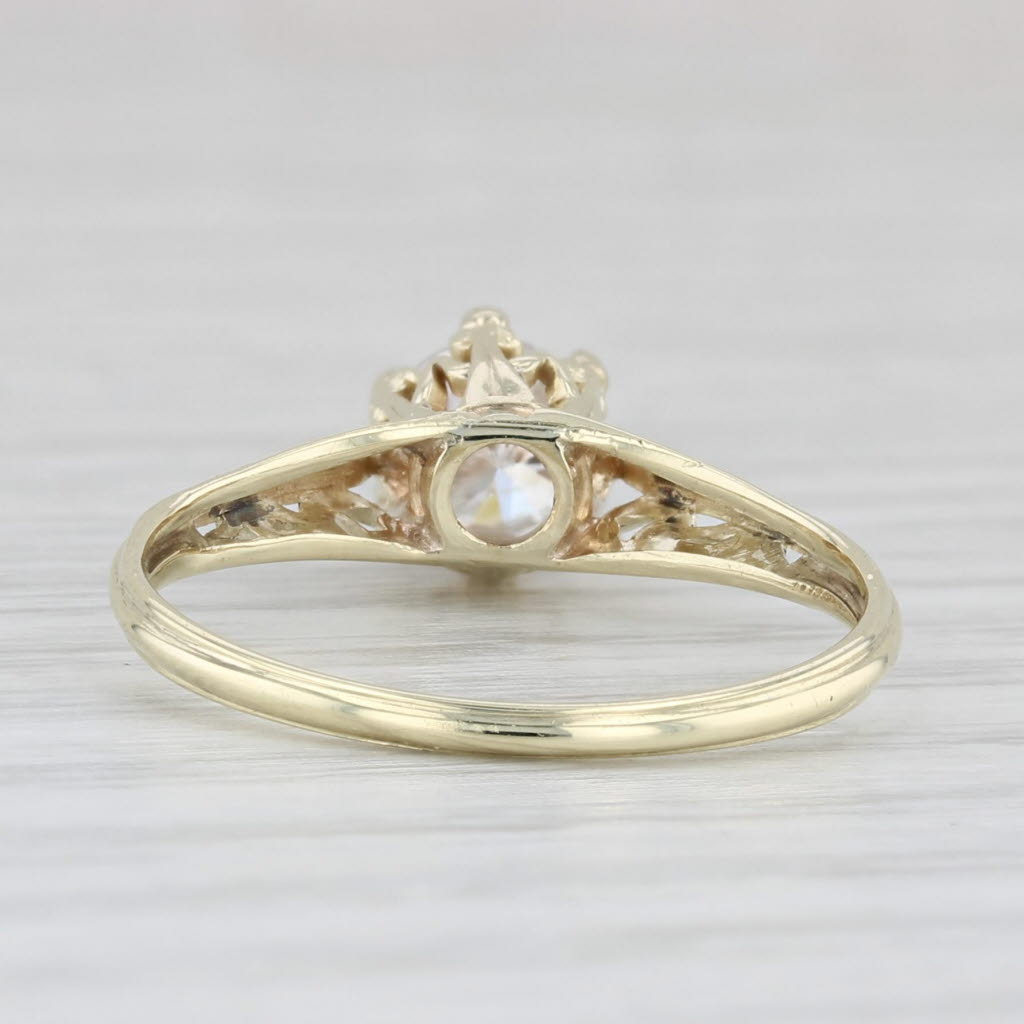 Light Gray 0.52ct Round Diamond Solitaire Engagement Ring 14k Gold Ornate Openwork Sz 6.75