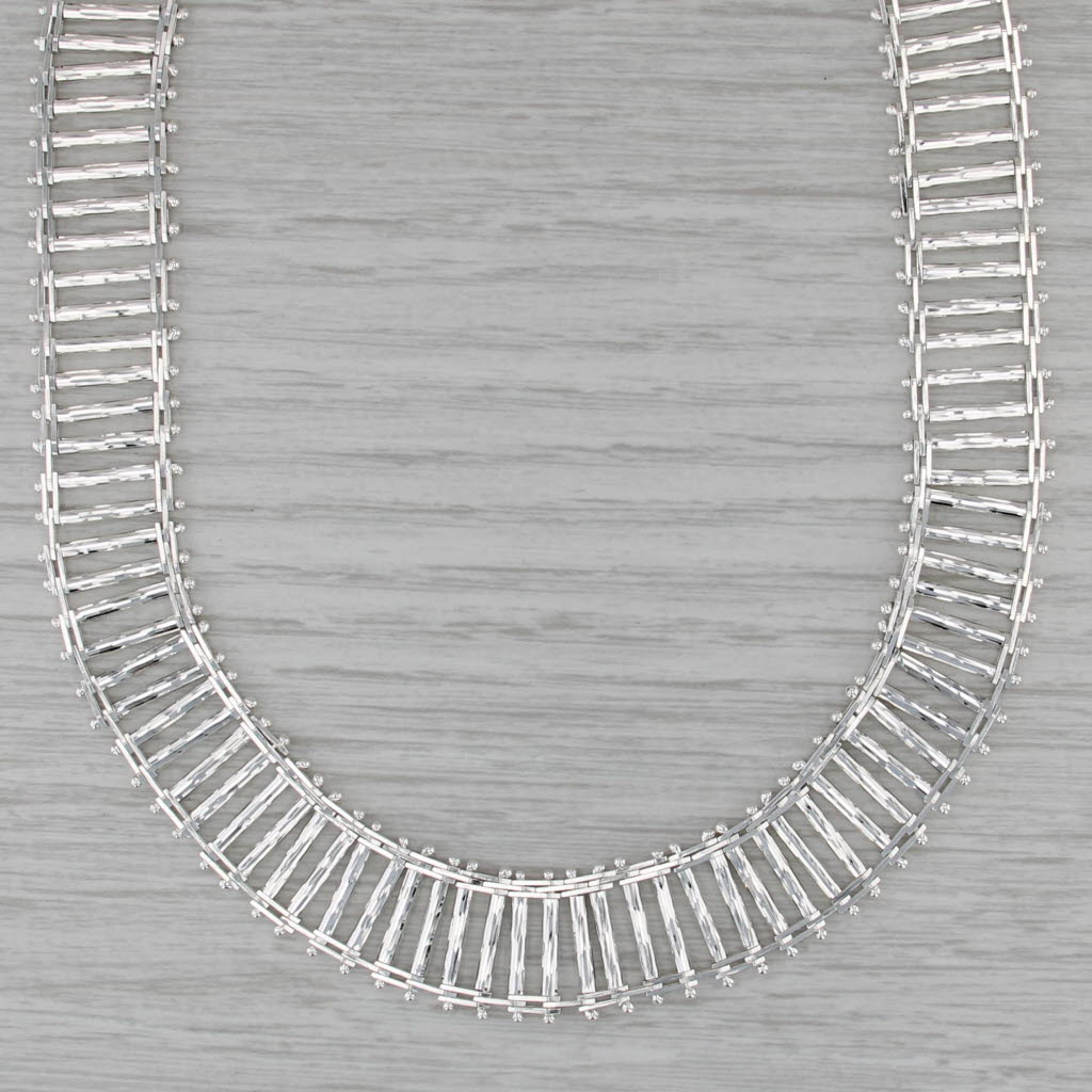 Milor Italy Bar Link Statement Necklace Sterling Silver 17" 16mm
