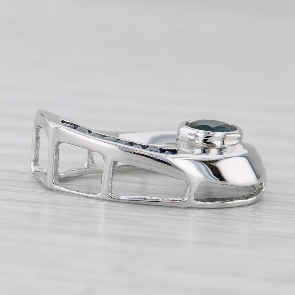 Light Gray 0.67ctw Sapphire Teardrop Pendant 14k White Gold