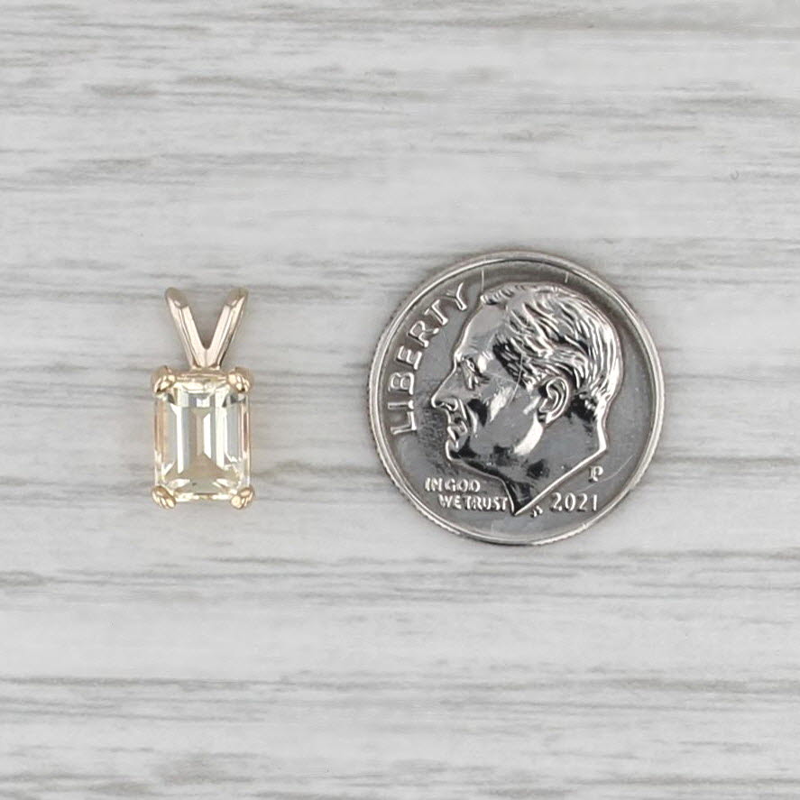 1.23ct Labradorite Solitaire Pendant 14k Yellow Gold Emerald Cut Drop
