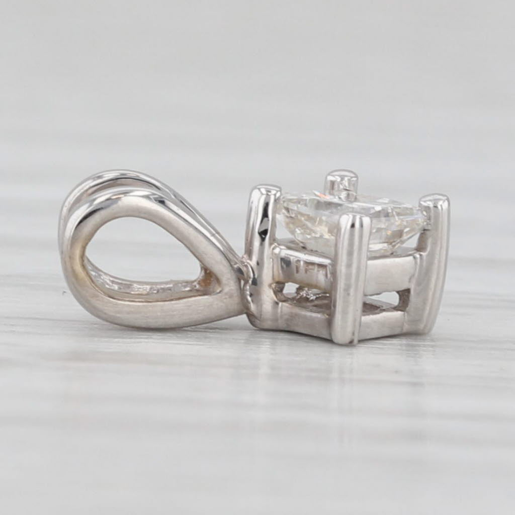 Light Gray 0.30ct Princess Diamond Solitaire Pendant 18k White Gold Small Drop