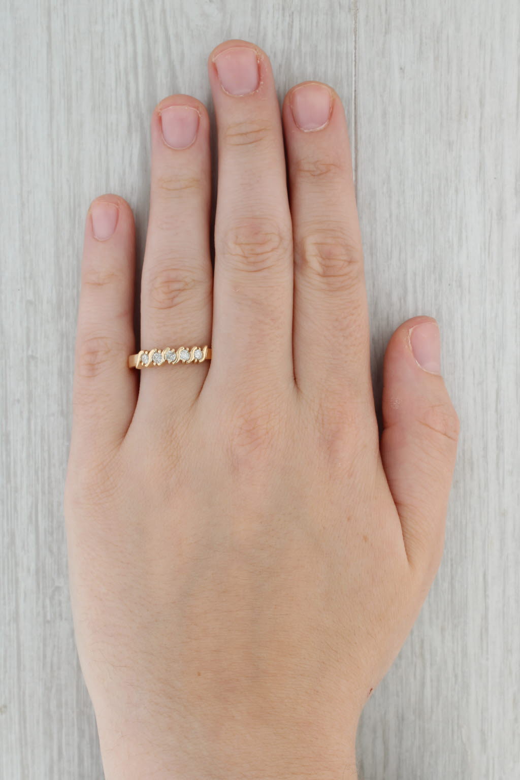 Dark Gray 0.35ctw Diamond Wedding Band 14k Yellow Gold Size 12 Stackable Anniversary Ring
