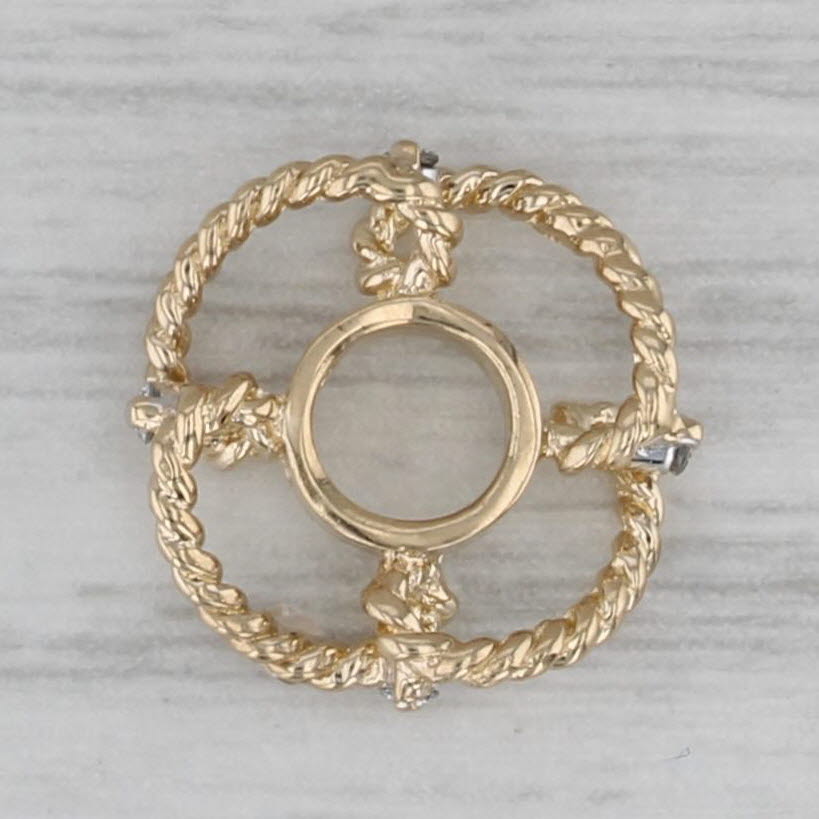 Gray Small Diamond Flower Twist Bead Spacer Charm 14k Yellow Gold Rondel