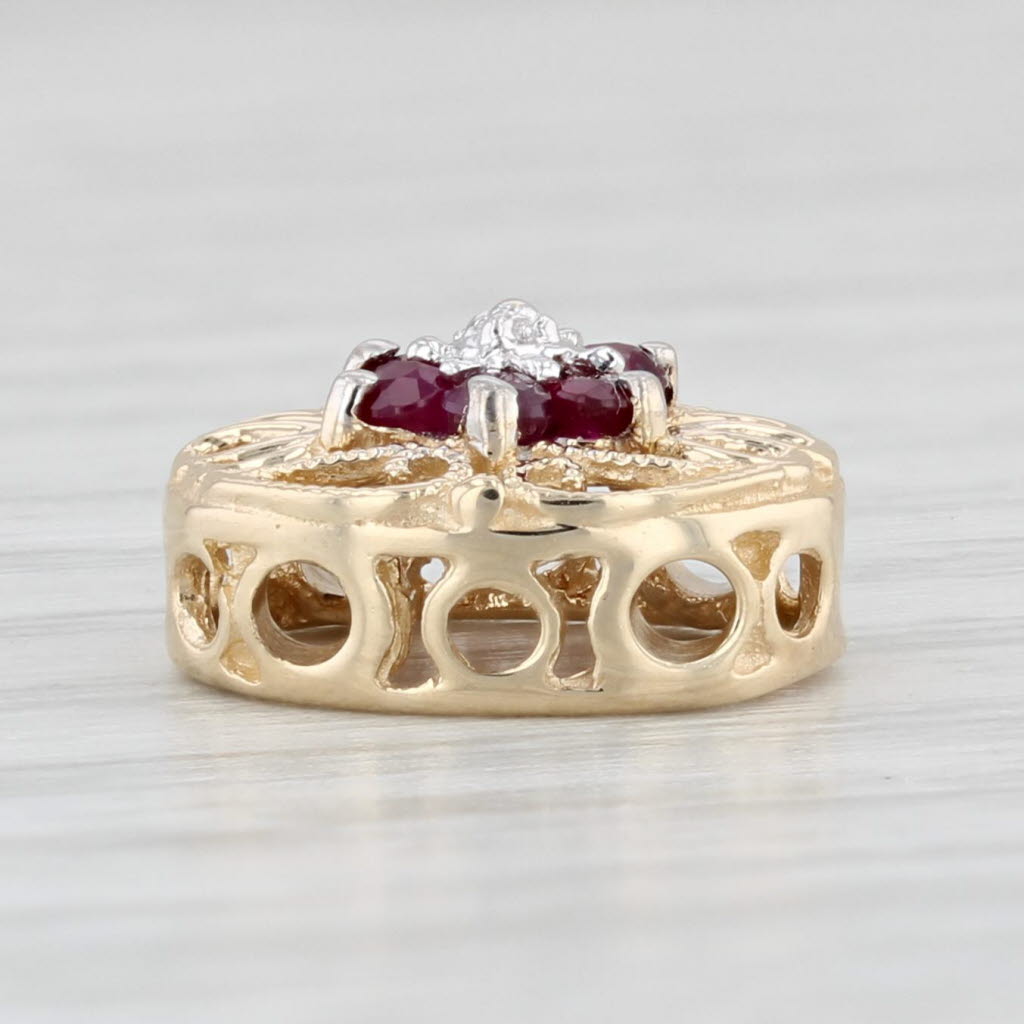 Light Gray 0.14ctw Ruby Slide Charm 10k Yellow Gold Pendant
