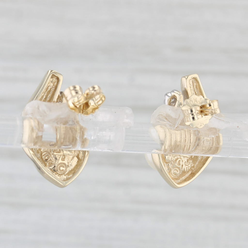 Light Gray Cultured Pearl Diamond Stud Earrings 10k Yellow Gold