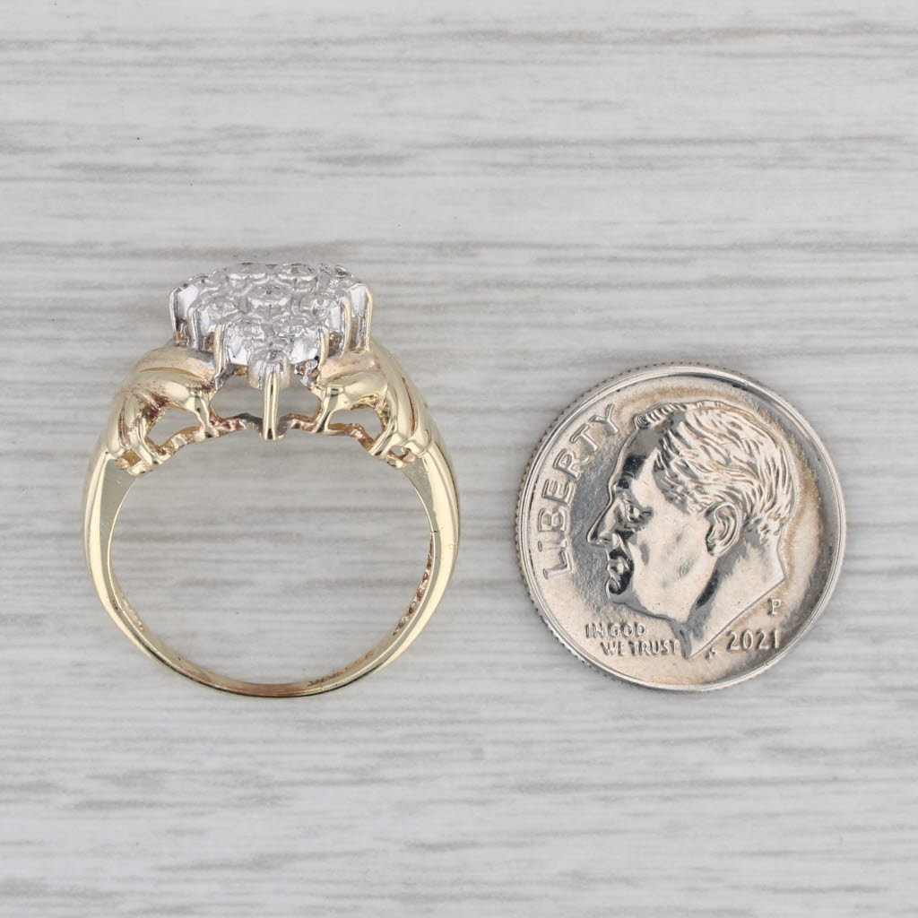Gray Diamond Cluster Ring 10k Yellow Gold Size 6