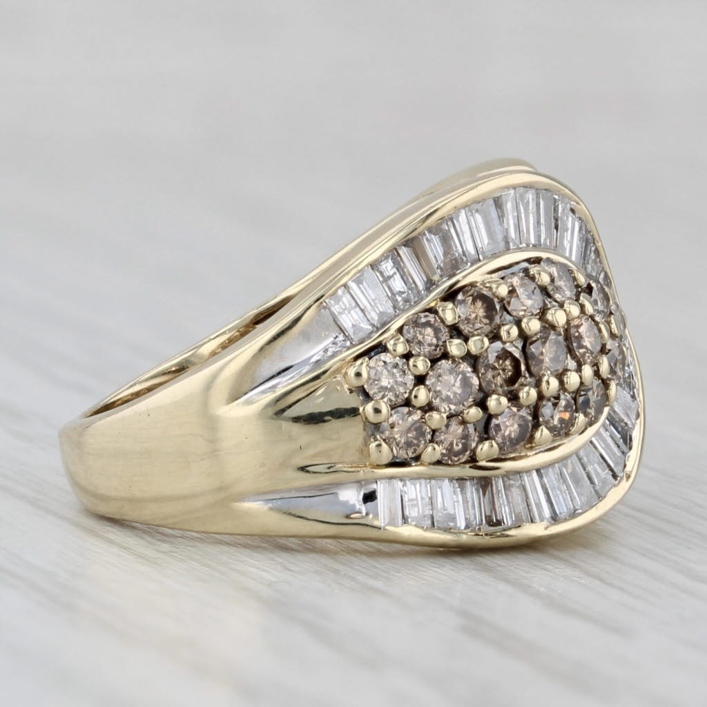Gray 1.48ctw Champagne Diamond Cluster Ring 10k Yellow Gold Cocktail Size 5