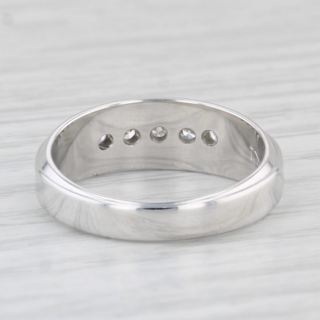 Light Gray 0.15ctw Diamond Wedding Band 14k White Gold Size 6.75 Stackable Ring
