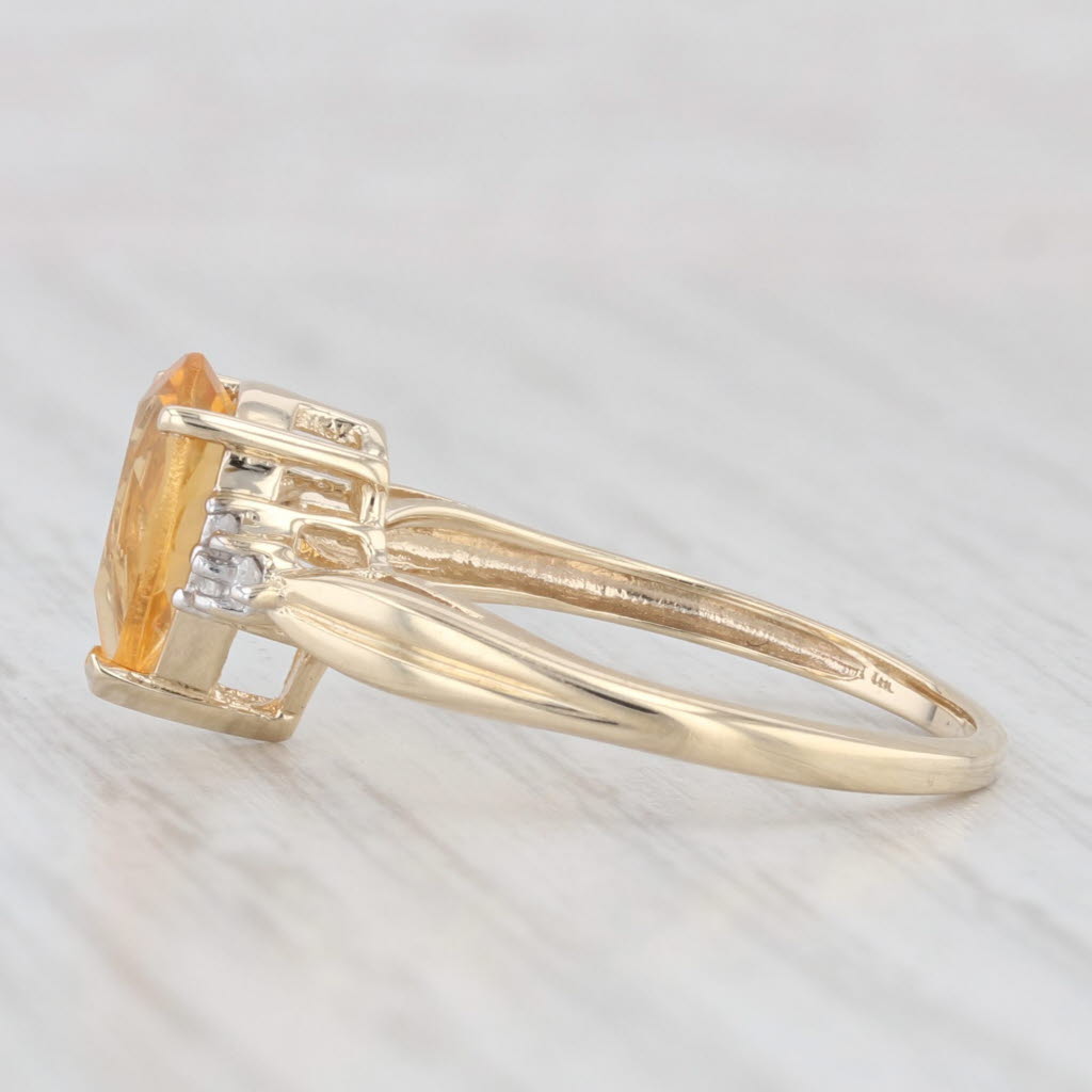 Light Gray 1.08ctw Orange Pear Citrine Diamond Ring 10k Yellow Gold Size 7 Teardrop