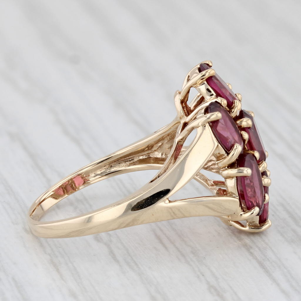 Light Gray 4.30ctw Rhodolite Garnet Cluster Ring 10k Yellow Gold Size 7 Cocktail