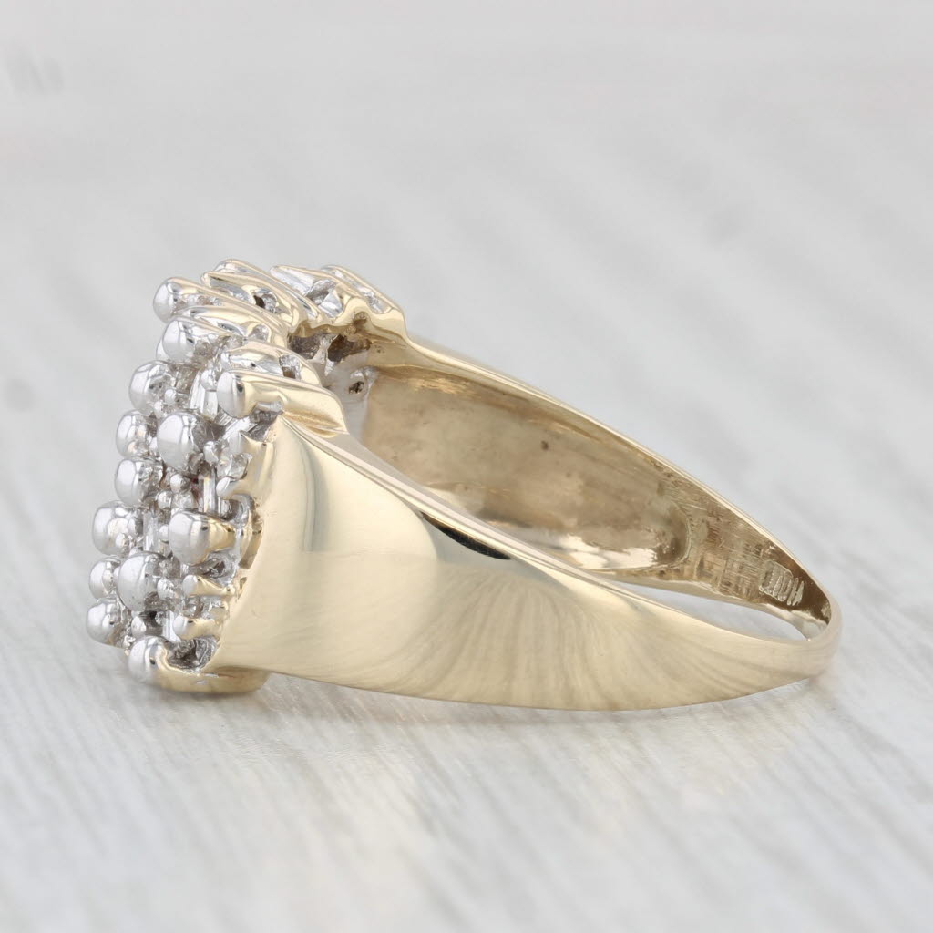 Light Gray 0.90ctw Diamond Cluster Crosshatch Ring 14k Gold Size 9.25