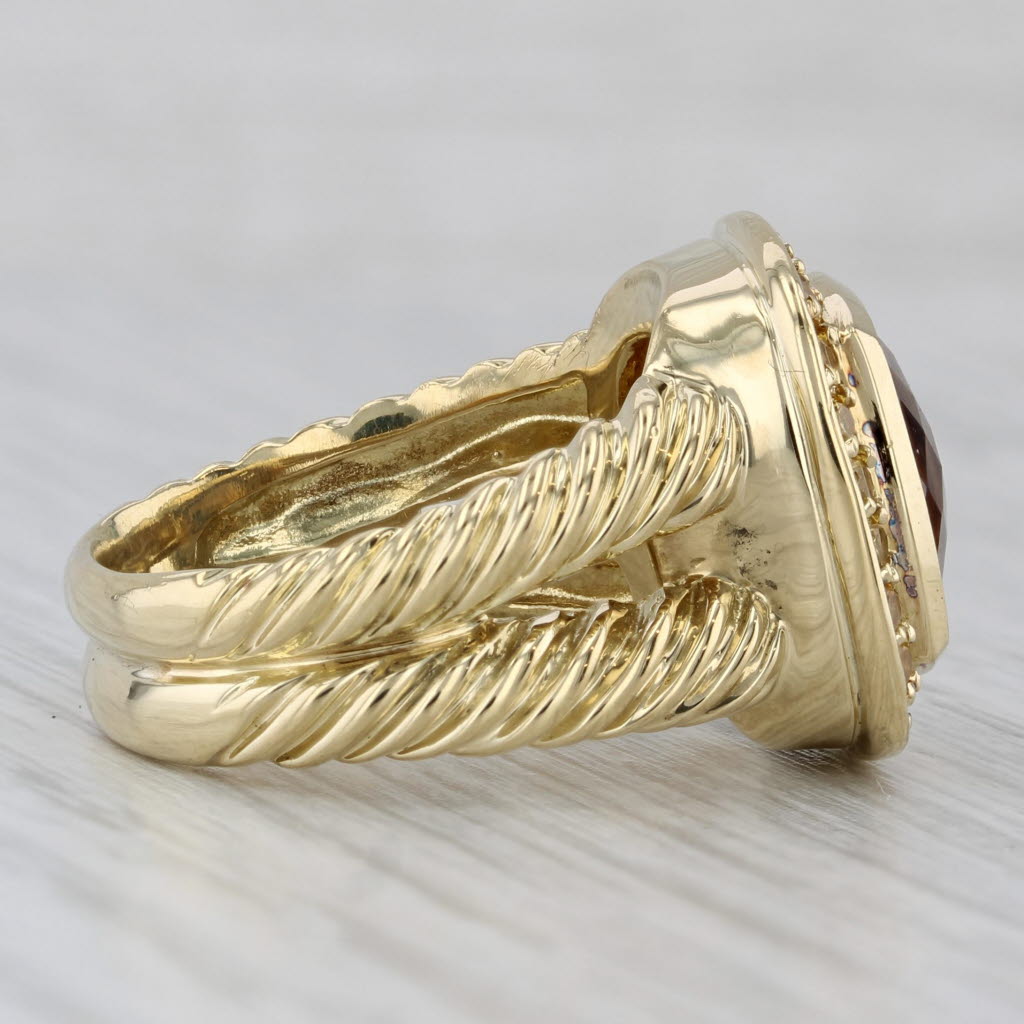 Gray David Yurman Albion 4.96ctw Smoky Quartz Yellow Sapphire Halo Ring 18k Gold