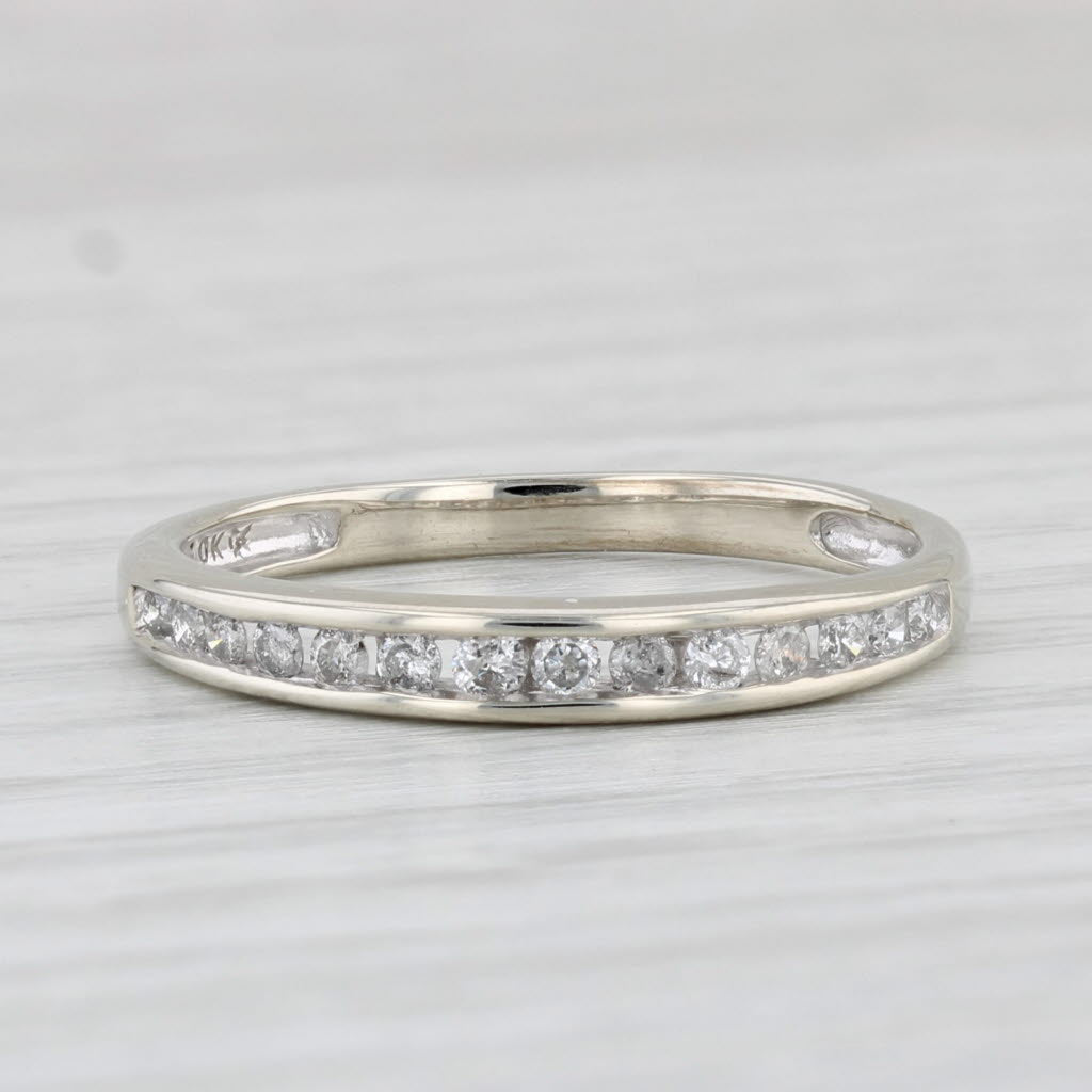 Light Gray 0.22ctw Diamond Wedding Band 10k White Gold Size 7.25 Stackable Ring