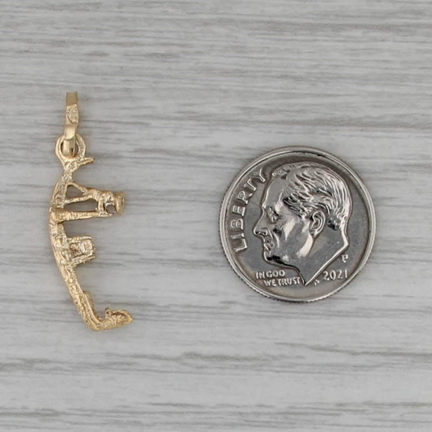 Venice Italy Gondolier Gondola Souvenir Charm 18k Yellow Gold Pendant