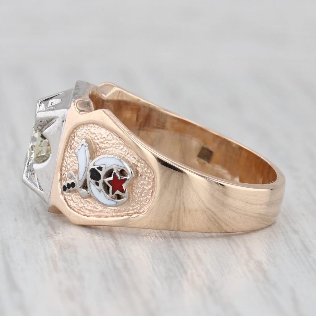 Light Gray New 0.53ct Diamond Masonic Ring 10k Gold Shriners Scottish Rite Size 10.5 GIA
