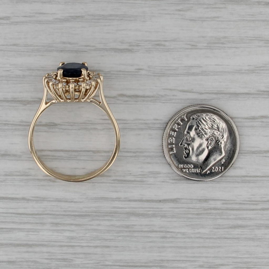 2.90ctw Oval Blue Sapphire Diamond Halo Ring 14k Yellow Gold Sz 8.75 Engagement