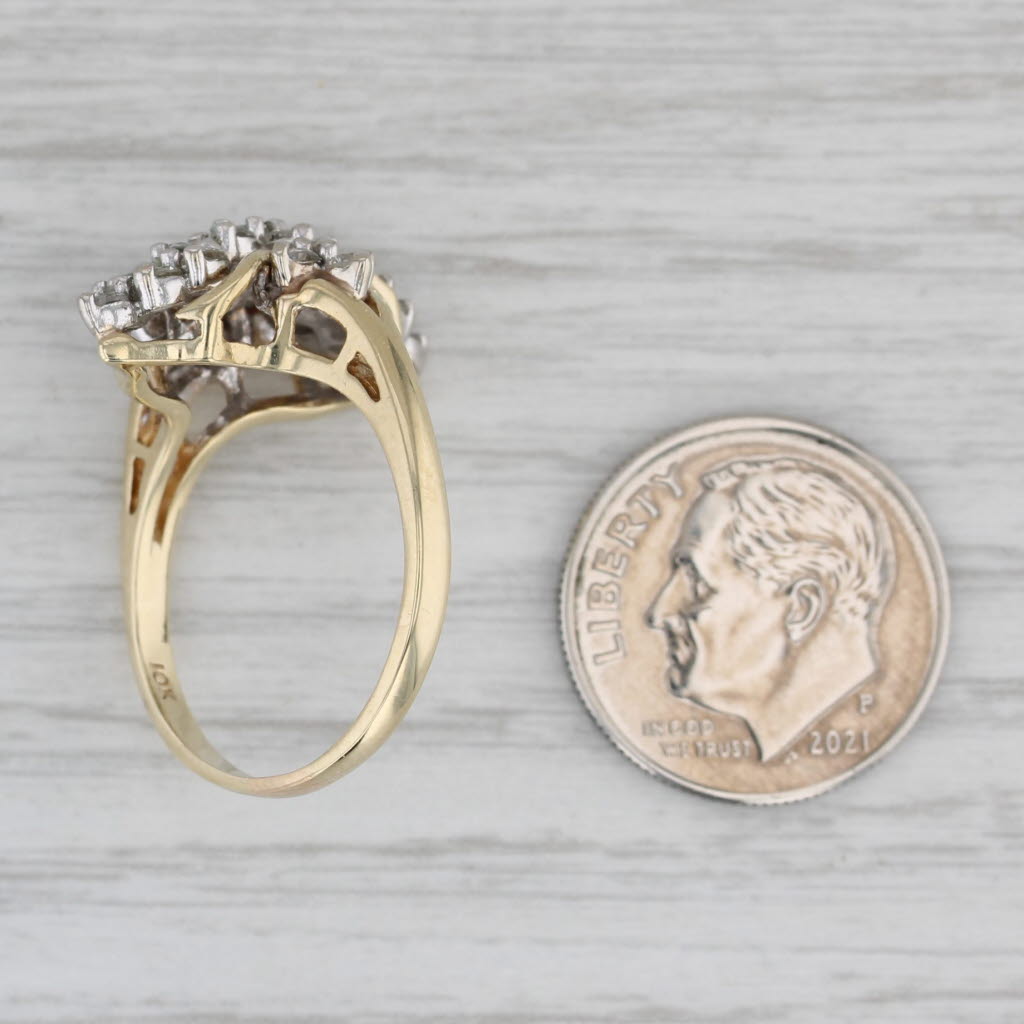 Gray 0.75ctw Diamond Cluster Ring 10k Yellow Gold Size 8 Cocktail